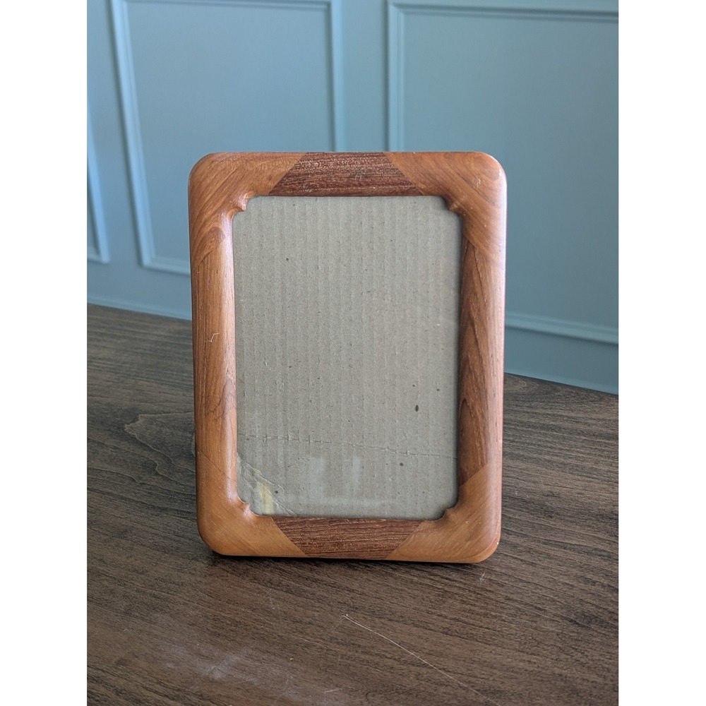 Vintage Fetco Teak Wood Picture Frame 5x7"  Two Tone Inlaid Mid Century Modern